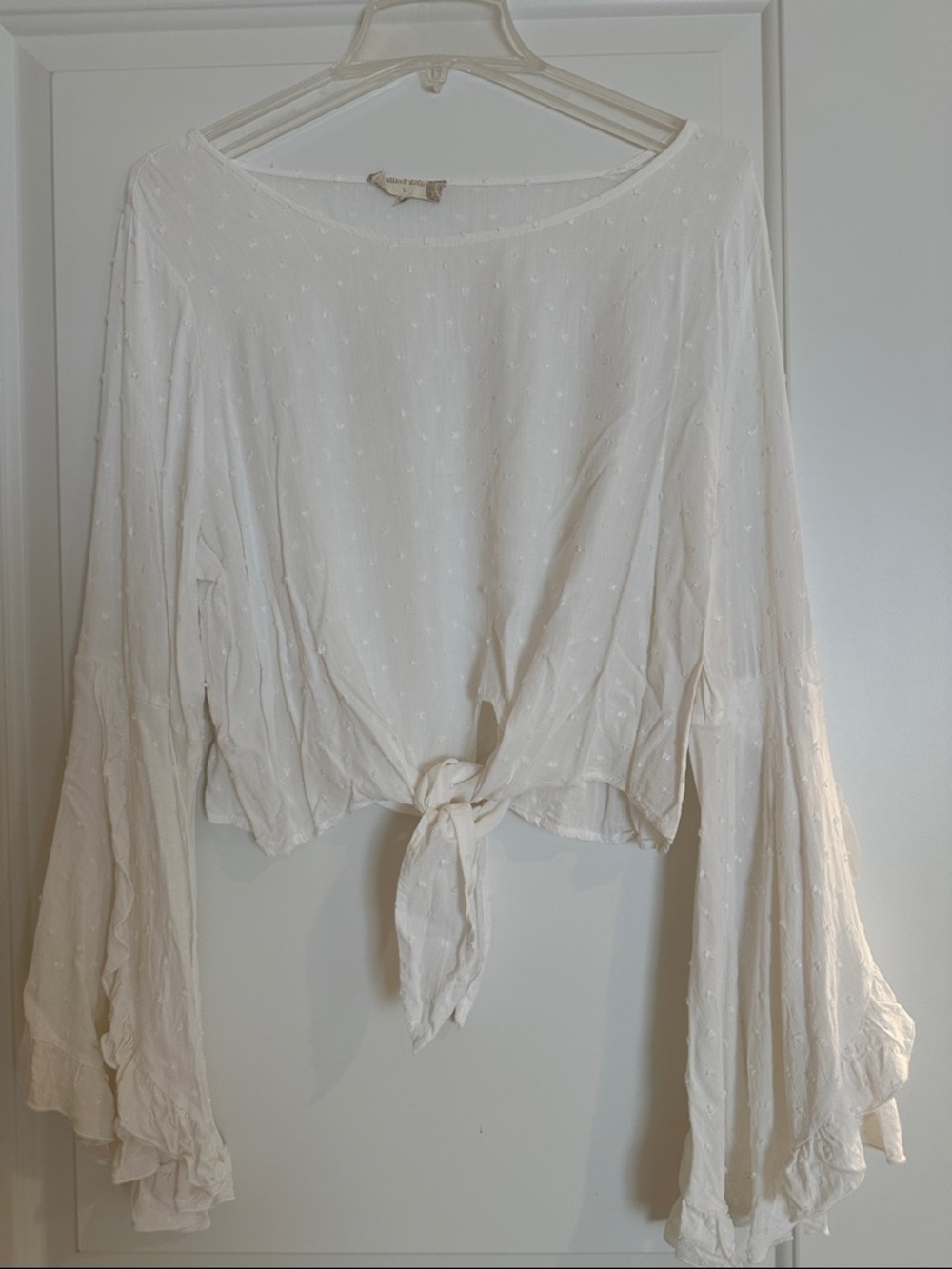 Altar'd State White Tie-Front Bell Sleeve Blouse